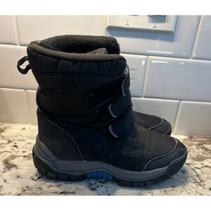 Joe Fresh Kids thinsulate Snow Boots Winter Boots Black Blue Insulated Warm Sz 2